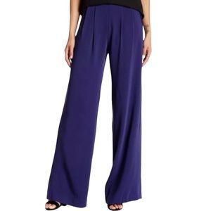 PARKER Eldora Polyester Wide Leg Pleat Front Banded Waist Pants, Navy A410, Sz 6